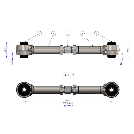 Superpro 2024+ Tacoma HD Adjustable Upper Trailing Arm Set2