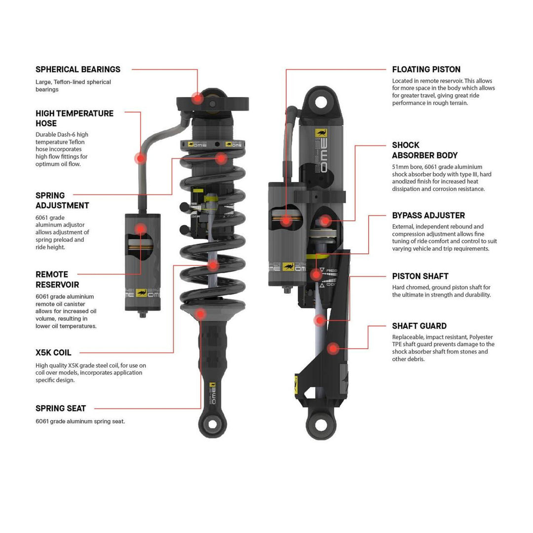 ARB/OME 2024+ Tacoma BP-51 Kit w/UCA FR 3 in/0-330 lb, RR 2 in/0 lb
